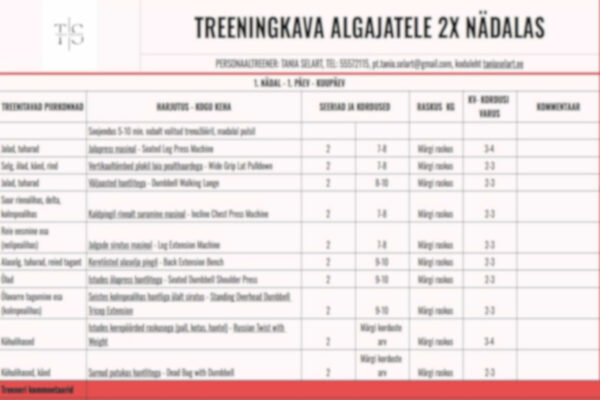 Hägustatud treeningkava algajatele 2 x nädalas